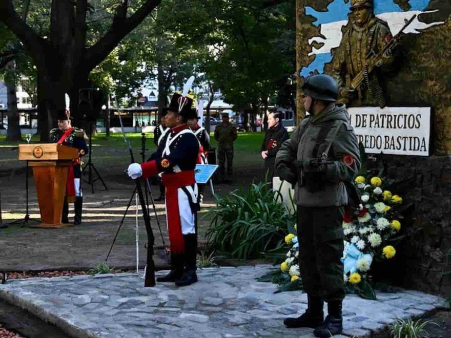 El Regimiento de Infanteria 1 Patricios homenajeo al soldado Claudio Alfredo Bastida unico caido de la Unidad en la Guerra de Malvinas. 1