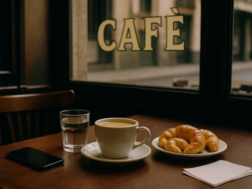 el desayuno de los cafetines cafe con leche medialunas